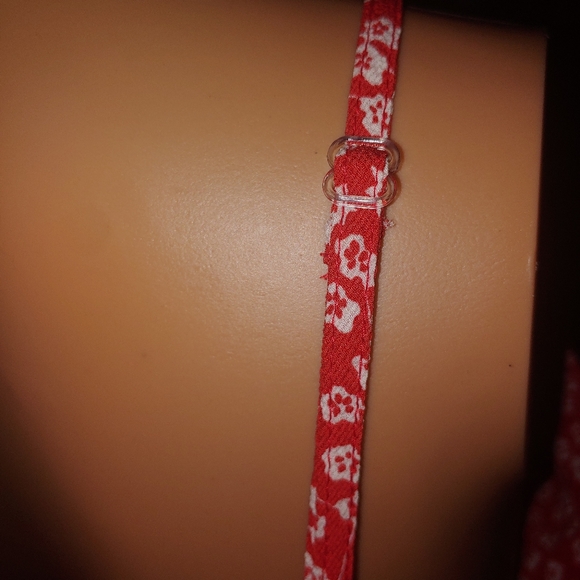 Red Ditsy Floral Ruffle Hem Knot Zipper Midi Summer Dress MEDIUM - Picture 7 of 16